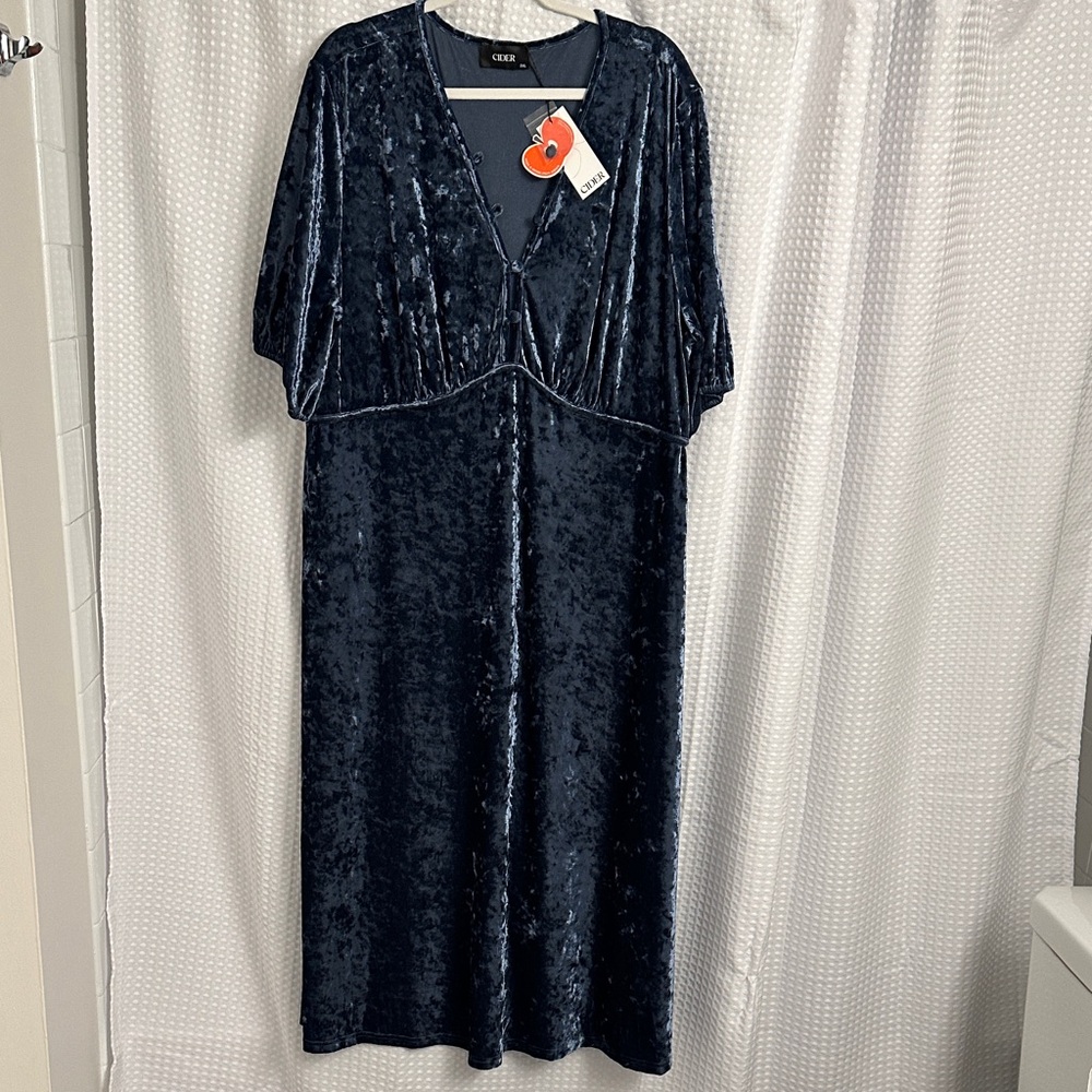 Cider Navy Velvet Maxi Dress